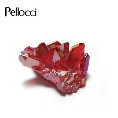 China Europe wholesale natural red aura cluster angel quartz crystal cluster for sale for sale