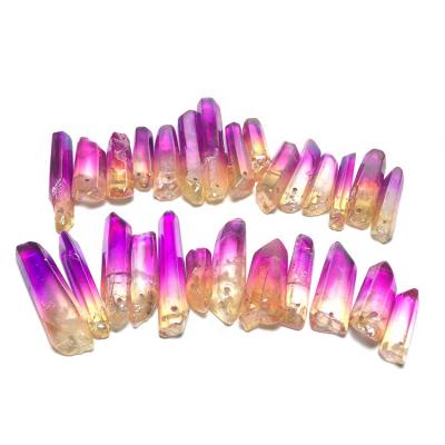 China Europe wholesale rainbow aura quartz crystal coating points for sale