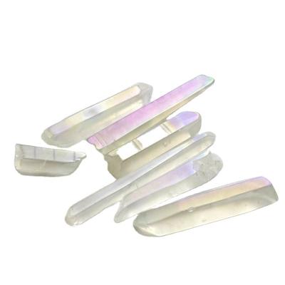 China Europe Angel Aura Quartz Titanium Coating Spirit Crystal Point Raw Natural for sale