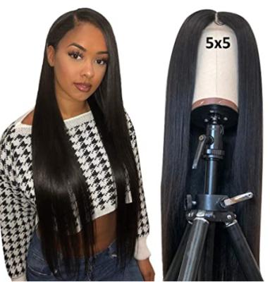 China Other Mink Straight Human Hair Lace Front Wig HD 5x5 Lace Closure Virgin Brazilian Silky Silky Transparent Hair Wig for sale