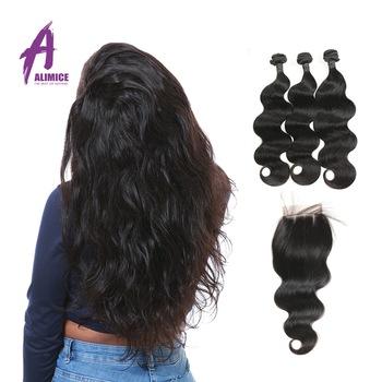 China Free Sample Brazilian Virgin Remy Hair Extension LSY Virgin Hair Weave Bundles With Lace Closure for sale