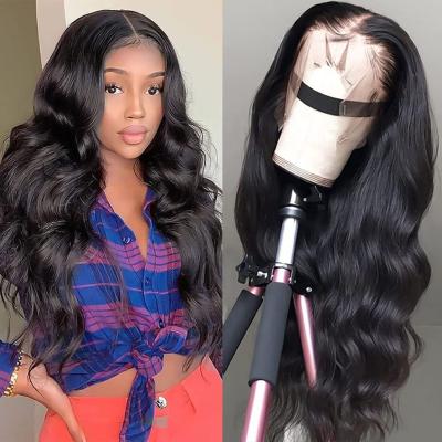 China Other Body Wave Lace Front Human Hair Wig Brazilian Virgin Hair 13X4 Lace Headband Wig Pre Plucked With Baby Hair Natural Black for sale