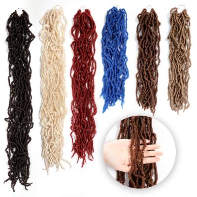 China Easy Dry Faux Locs Crochet Hair 18 Inch Natural Faux Locs Crochet Braid Goddess Locs 100% Premium Fiber Synthetic Hair Hair Extension for sale