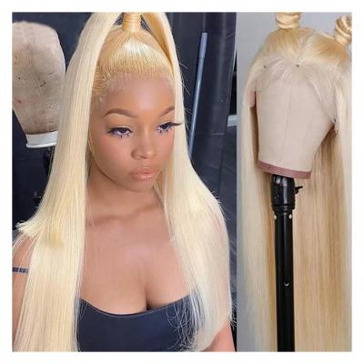 China HD Transparent Remy Virgin Wig Lace Front Human Hair Silky Straight Wigs Lace Front 30 Inches 613 Blonde Color Glueless Straight Frontal Wig for sale