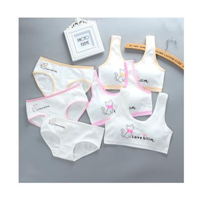 China Girls Breathable Underwear Set Padded Cotton Vest Bra And Panties Sport Teen Bra for sale