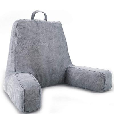 China Magnetic High Quality Dark Gray Backrest Reading Pillow With Armrest Filled By Memory Foam for sale