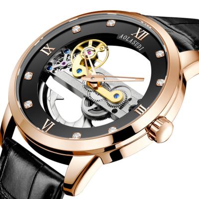 China Luxury Skeleton Mechanical Wrist Watches Mens Water Resistant Wrist Watches For Men for sale