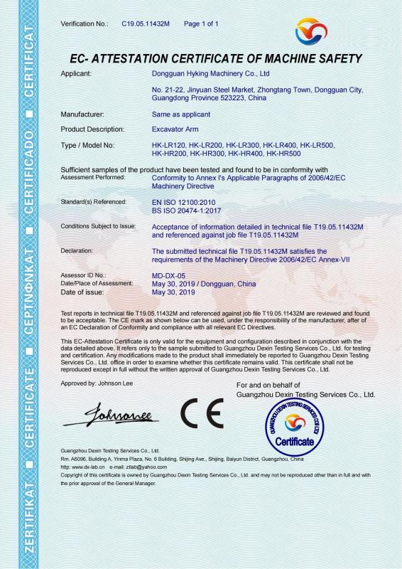 CE - Dongguan Hyking Machinery Co., Ltd.