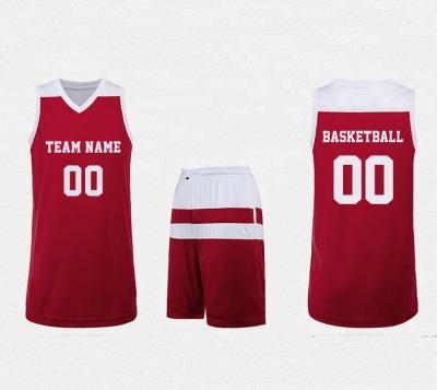 China Breathable Basketball Uniform Tank Tops Good Quality Design Basketball Set Double Layer Reversible Mesh for sale