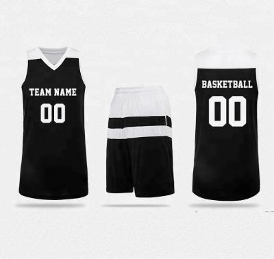 China Latest Design 2020 Basketball Breathable Custom Reversible Black Basketball Jersey Uniform Set for sale