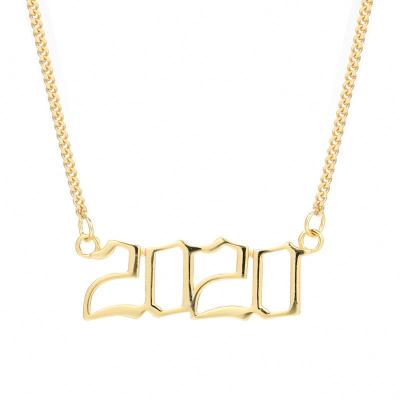 China TRENDY 18K Gold Plated Hip Hop 925 Sterling Silver Birth Year 1990~2020 Number Jewelry Pendant Necklace For Women for sale