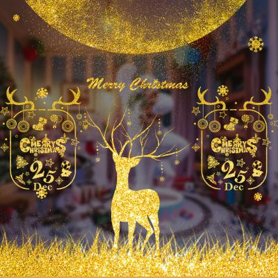 China Shiny Window Sticker The Golden Snowflake Decorations Window Stickers For Christmas for sale