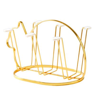 China Cat Shaped Metal Iron Hanging Glass Rack Creative Gold Water Cup Kitchen Rack for sale