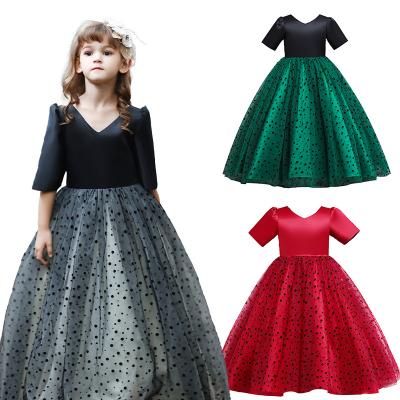 China New Arrival Children's Long Sleeves Polka Dot Mesh Evening Dress Children's Breathable Dress Children's Catwalk For Kids HH for sale