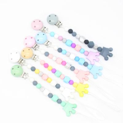 China Handmade Free Personalized Name Silicone Baby Pacifier Clip Crown Silicone Baby Pacifier Chain Holder Baby Infant Safe Teethin Products for sale