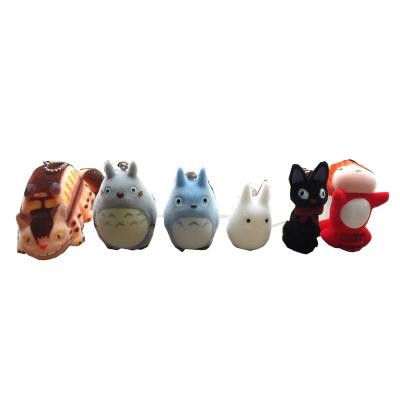 China 3D Silicone Mini My Neighbor Totoro Flocking Toy Kawaii Totoro Kids Series Key Chain Toy Stuffed Totoro Doll Toy for sale