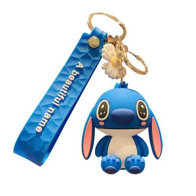 Китай 3D Silicone Keychain KeychainLilo Cartoon And Cute Stitch Doll Keychain Fashion Bag Ornament Car Key Chain Pendant Gift продается