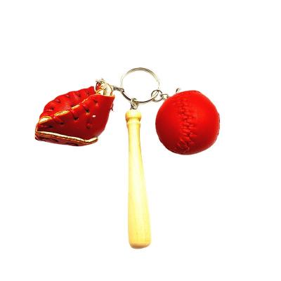 중국 Cute Key Chain For Children 5 Color Mini Baseball Bat Wooden Bat Sports Car Key Chain Boys Girls Three-Piece Key Chain Gift 판매용