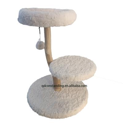 China Cute Modern Wood Cat Climb Tree Tower House (The Other) Mushroom Wholesale Simple Single Indoor Adjustable Wooden Activity With Ball for sale