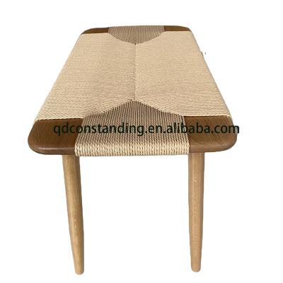 China (Other)Adjustable Nordic Bedroom Dining Outdoor Modern Shoe Garden Rope Weaving Wooden Working Patio Paper Rope Bench Seating for sale