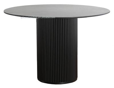 China Modern Round Slatted Coffee Design Multifunctional Oak Wooden Slatted Living Room Modern Dining Table for sale