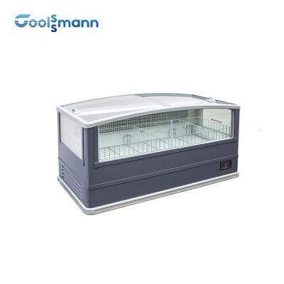 China Sliding Door Supermarket Island Freezer Glass Deep Chest 575L for sale