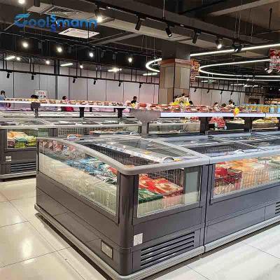 China 300L Auto Defrost Island Freezer , Energy Saving Sliding Door Freezer for sale