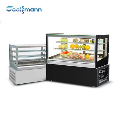 China Right Angle Cake Display Cooler Supermarket Auto Defrosting Showcase Chiller for sale