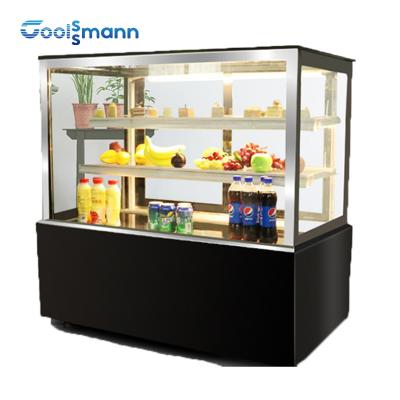 China Dual Temperature Bakery Display Counter Supermarket Sliding Door Glass Fridge for sale