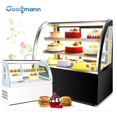 China Adjustable Glass Shelf Cake Display Cooler Double Temperature Dessert Cabinet for sale