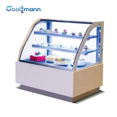 China Supermarket Cake Display Cooler R290 Refrigeration Front Glass Cabinet Case 115V for sale