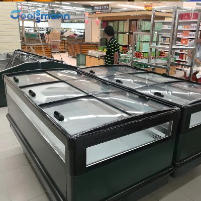 China Horizontal Supermarket Island Freezer Refrigerated Display Cabinet Cooler for sale