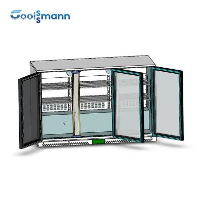 China Ventilated Cooling Backbar Cooler Digital Thermostat Commercial Sliding Door Fridge for sale