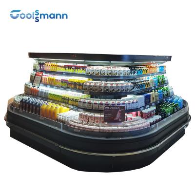 China Half Height Food Display Refrigerator , Air Curtain Fridge Anti - Collision Cabinet for sale