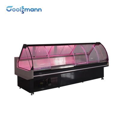 China Butcher Shop Deli Display Refrigerator LED 346L Supermarket Meat Case Cooler for sale