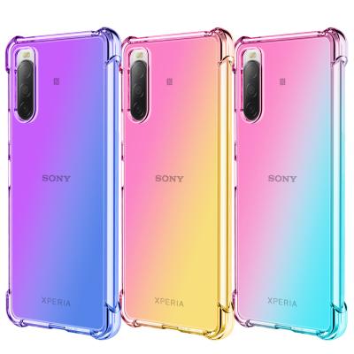 China Fashion Four Corner Shockproof Soft TPU Phone Case For Sony xperia 4 5 8 10 Gradient Transparent Phone Case for sale