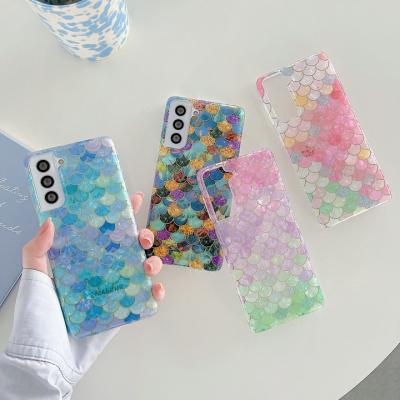 China Luxury Shockproof Soft TPU Phone Case For Samsung S21U S20FE NOTE20 IMD Colorful Fish Scales Soft TPU Phone Case for sale