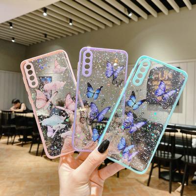 China Luxury Shockproof Soft Shockproof TPU Phone Case For Samsung S20FE S21 A21 A32 Epoxy Transparent Butterfly TPU Phone Case for sale