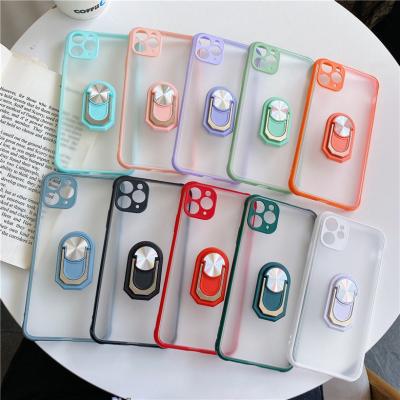 China New Design Candy Color Soft Acrylic Tpu Ring Holder Phone Case Shockproof Matte Phone Case For Iphone Xr 11 pro max for sale