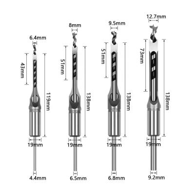 China 4PCS HSS Drilling Woodworking Square Hole Mortise Drill Bit Chisel Woodworking Tool Adjustable Mortising Gift For Carpenter for sale