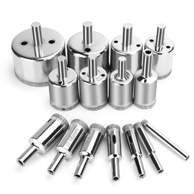 China Tile 15 Piece Ceramic Diamond Hole Saw Drilling Set Bit For Glass / Bottle Cutting / Marble / Granite / Tile 6 mm to 50 mm for sale