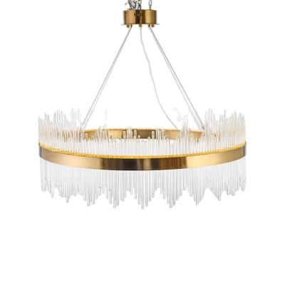 China Crystal Light K9 hotel pendant lamp modern luxury glass chandeliers villa around LED for restaurant living room for sale