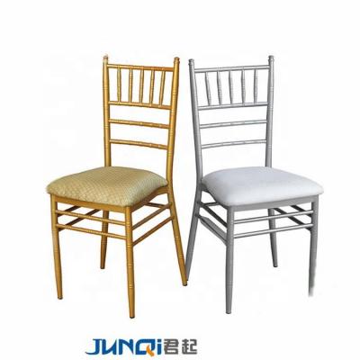 China Modern hot sale white gold metal wedding tiffanychairs with cushion tiffanychairs for church for sale