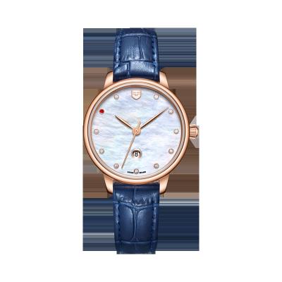 China New Brand Luxury Automatic Blue Dial Day/Date Shell Strap Woman Mechanical Watch for sale