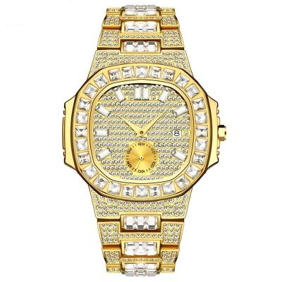 China CIA Automatic Full Diamond Men Square Jewelry Popular Date Luxury Watch for sale