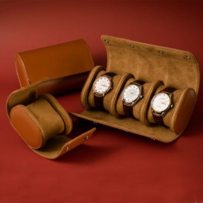 China Classic High Quality Leather Microfibric Box Travel Watch Roll Case For 1 2 3 Watches for sale