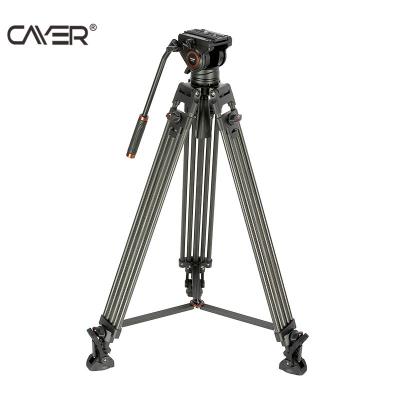 China Cayer BV25LH Portable and Flexible and Foldable Carbon Fiber Tripod Kit Hot Selling Professional Video Camera Tripod with Horsehoof Rubber Feet 3 Sections for sale