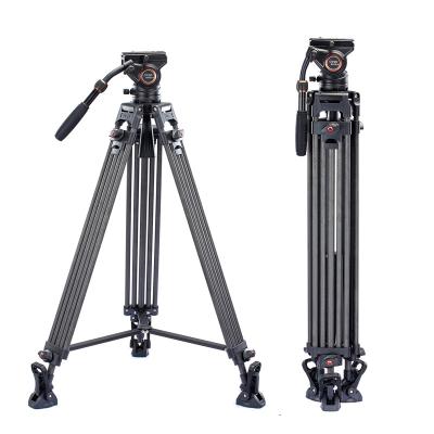 China Cayer BV25LH Professional Heavy Duty Carbon Fiber Video Tripod Kit with Liquid Head 3 Sections Tripod for DSLR and Video Camera for sale