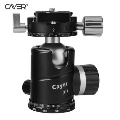 China Cayer X1 Alloy Aluminum Aluminum Video Camera Tripod 360 Degree Ball Head With Quick Release Plate for sale