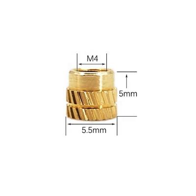 China OEM and ODM Brass Hot Melt Inserts Nut Heating Molding Copper Thread Inset Nuts SL-type Double Twill Knurled Injection Brass Nut for sale